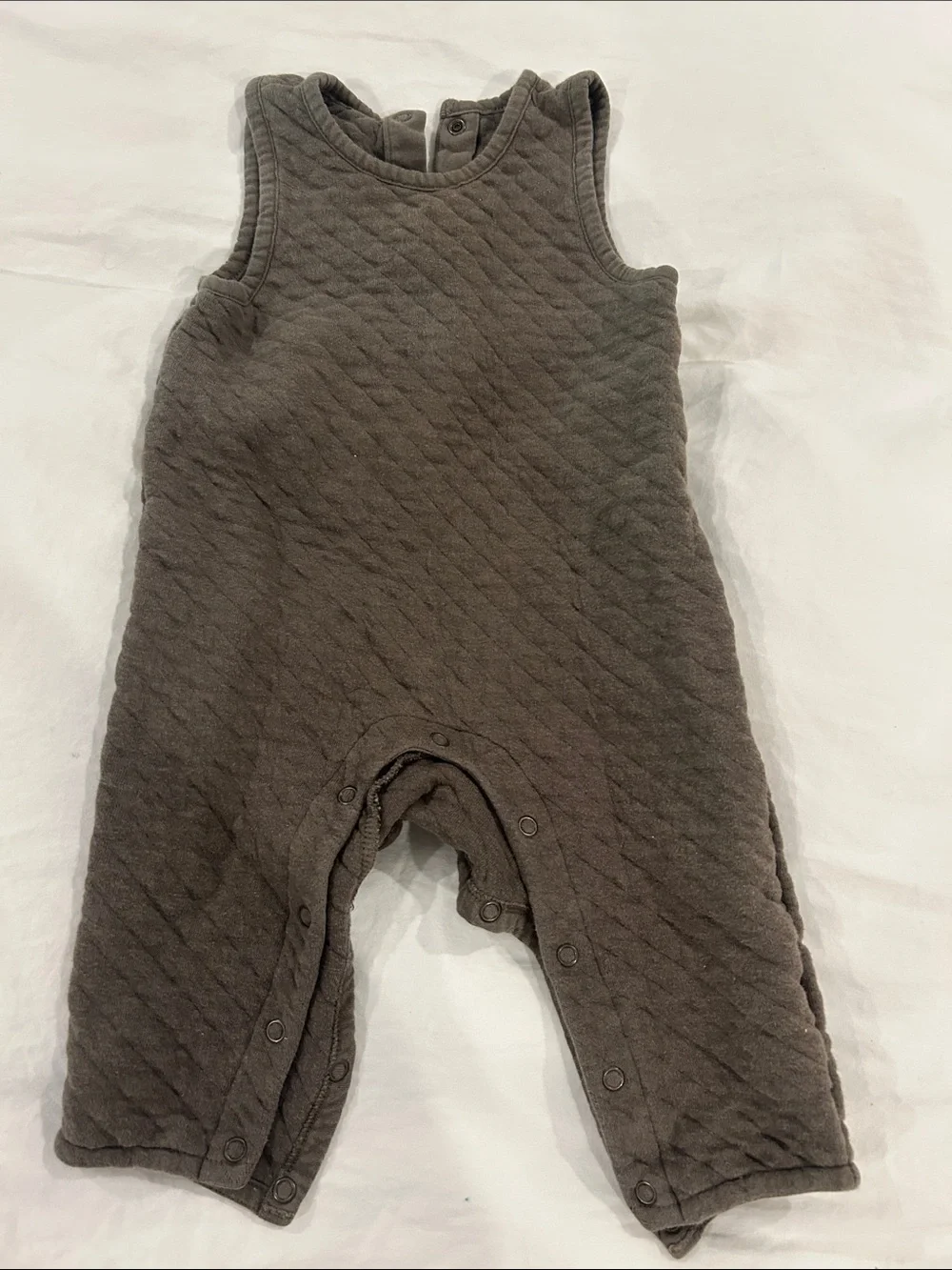 Pehr Quilted Baby Romper overall Olive brown Gray 6-12M